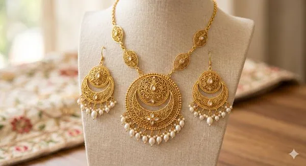 Filigree Medallion Chandbali Set